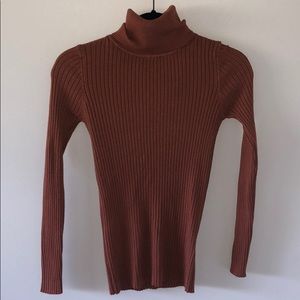 Voyelles rust ribbed turtleneck